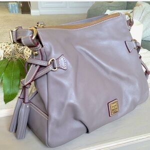 Dooney & Bourke 'Tegan' Gray Vachetta Leather Satchel  *EUC*
